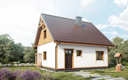 1 DOM Z PODDASZEM 63M² DREWNIANY CAS 100 „MARTA”_