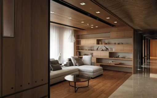 DOM Z PODDASZEM 63M² DREWNIANY CAS 100 „MARTA” salon_