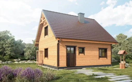 DOM Z PODDASZEM 63M² DREWNIANY CAS 100 „MARTA”_