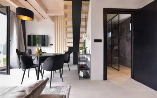 NOWOCZESNY DOM SZKIELETOWY 33 M² Z TARASEM CAS-60 „MODERN” SALON_